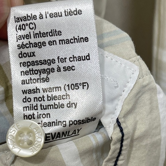 Lacoste Button Down Shirt Slim Fit Plaid Size 42 - Picture 7 of 7